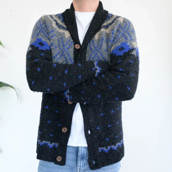 TopMan Black and Blue Knit Cardigan  ~Medium - Picture 3 of 14